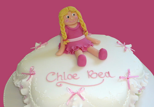 Christening Cake with a little girl on the top